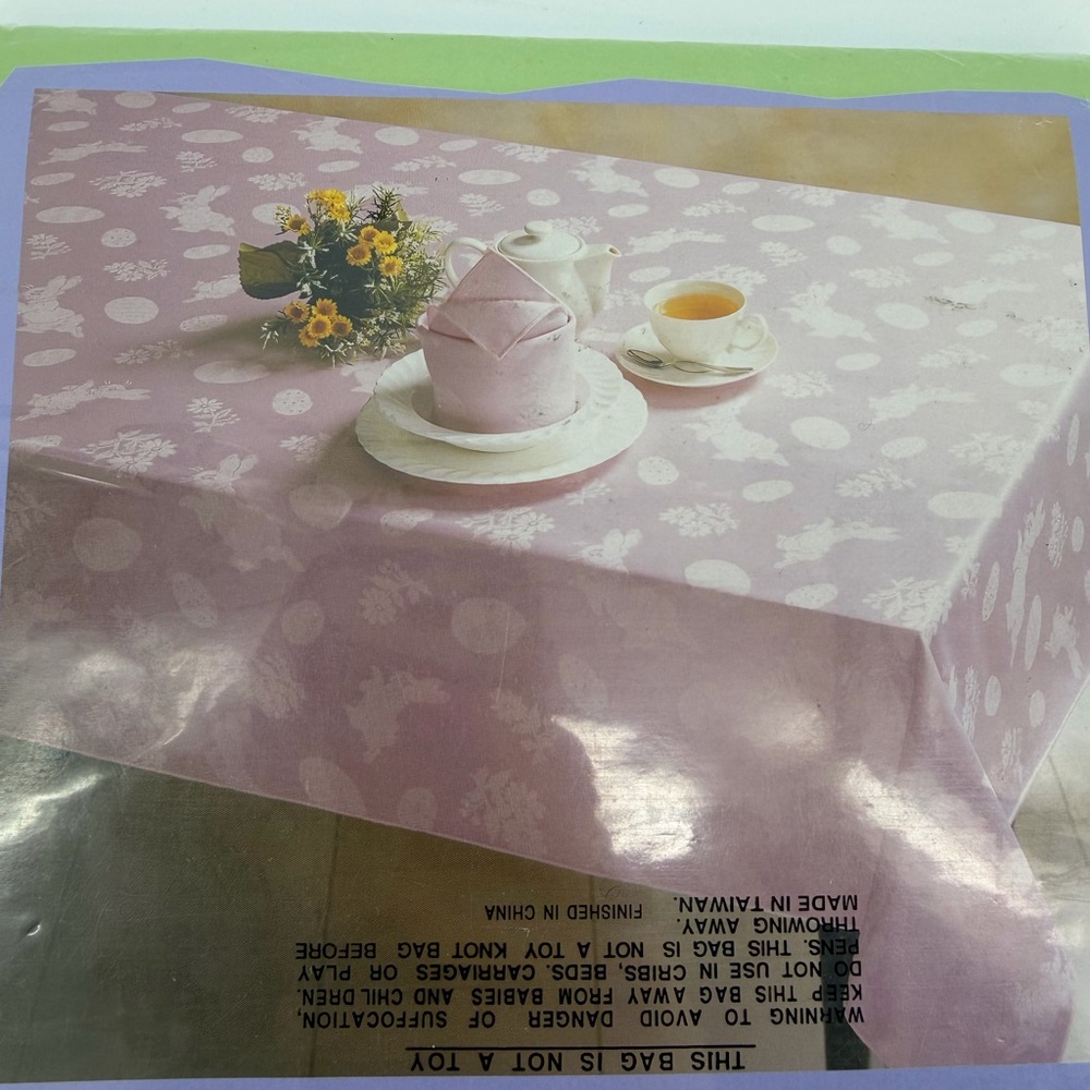 NEW Sonoma Easter Damask Printed Light Pink Tablecloth, Oblong 52"x70"